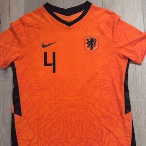 2020 Netherlands Authentic Player Issue Home Jersey Virgil Size Large